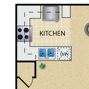 1 Bed 1 Bath (1x1dp)